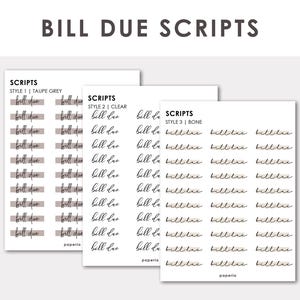 Scripts - Factuurplannerstickers | Minimalistische functionele plannerstickers | Bullet Journal-stickers