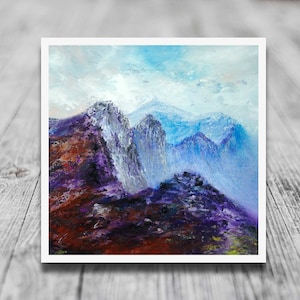 Crib Goch, impressão giclée de belas artes de montanha galesas das colinas de Snowdonia, no País de Gales, a partir de uma pintura impressionista moderna original