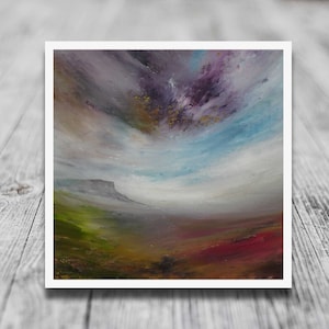 Stanage Edge, Peak District, paesaggio di brughiera montana inglese, stampa giclée artistica da parete delle brughiere inglesi da un dipinto originale