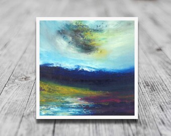 Cairngorm Snows, Schotse winterberg impressionistisch landschap fine-art gicleeprint van een origineel eigentijds schilderij van Schotland