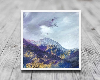 Tryfan, hedendaagse Welsh Fine Art giclee-landschapsafdruk van de bergen van de Snowdonia-heuvels in Wales, naar een origineel impressionistisch schilderij