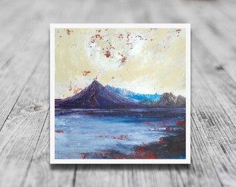 Cuillin hills from Elgol Isle of Skye Scotland, a dramatic impressionist landscape giclee print from an original modern Scottish painting