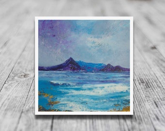 Cuillin Showers from Elgol Isle of Skye Scotland, a dramatic mountain landscape giclee print from an original modern Scottish art painting