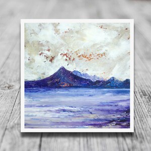 Cuillin Dawn from Elgol Isle of Skye Scotland, a dramatic mountain landscape giclee print from an original modern Scottish fine art painting