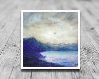 Fading light, Scottish highland sea loch giclee print from an impressionist mountain landscape from an original contemporary art painting.