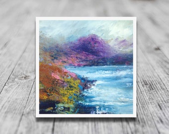 West Highland Shores Scotland, giclee print of a Scottish impressionist mountain landscape from an original contemporary art painting.