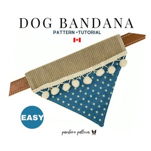 Dog Bandana Sewing Pattern/Pet Bandana Sewing Pattern/ PDF Sewing Tutorial for Dog Bandanas/5 sizes /Digital/Instant Download