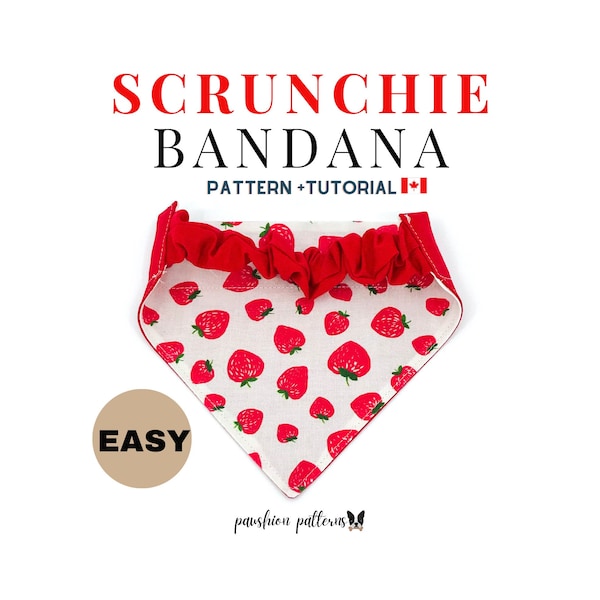 Elastic Dog Bandana PDF Sewing Pattern Tutorial/Pet/Cat/Scrunchie/Digital/Instant Download/Easy/ Sewing for Beginners/ Do It Yourself/ DIY