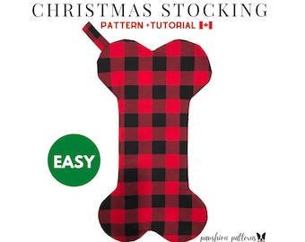 Dog Bone Christmas Stocking Sewing Pattern/ PDF Sewing Tutorial for Dog Christmas Stocking/Digital/Instant Download