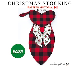 Cat Christmas Stocking Sewing Pattern/ PDF Sewing Tutorial for Cat Christmas Stocking/Digital/Instant Download/ Do it Yourself