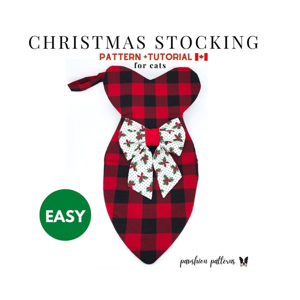 Cat Christmas Stocking Sewing Pattern/ PDF Sewing Tutorial for Cat Christmas Stocking/Digital/Instant Download/ Do it Yourself