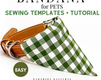 Dog Bandana Sewing Pattern/Over the Collar/Pet/ PDF Sewing Tutorial for Dog Bandanas/5 sizes /Digital/Instant Download/Instructions