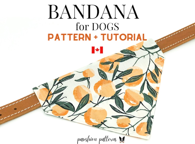 Dog Bandana Sewing Pattern/Pet Bandana Sewing Pattern/ PDF Sewing Tutorial for Dog Bandanas/3 sizes /Digital/Instant Download image 1