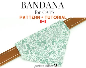Cat Bandana Sewing Pattern/Pet Bandana Sewing Pattern/ PDF Sewing Tutorial for Cat Bandanas/2 Sizes /Digital/Instant Download