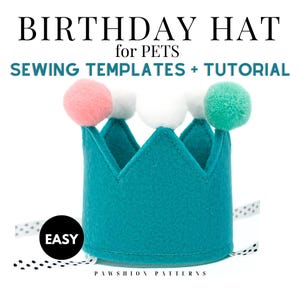 Dog Birthday Hat PDF Digital Sewing Pattern/Tutorial/Instructions/Crown/2 Sizes/Cat/Pet/Babies/kids/children