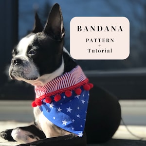 Dog Bandana Sewing Pattern/Pet Bandana Sewing Pattern/ PDF Sewing Tutorial for Dog Bandanas/5 sizes /Digital/Instant Download