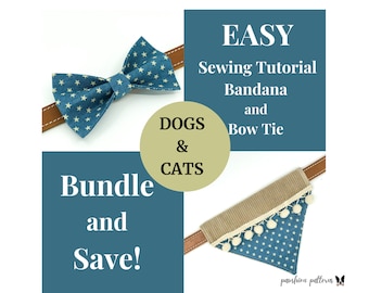 Dog Bandana and Bow Tie PDF Sewing Patterns and Tutorials/Digital/Instant Download/EASY/ Do it Yourself/ DIY/Sewing for Beginner