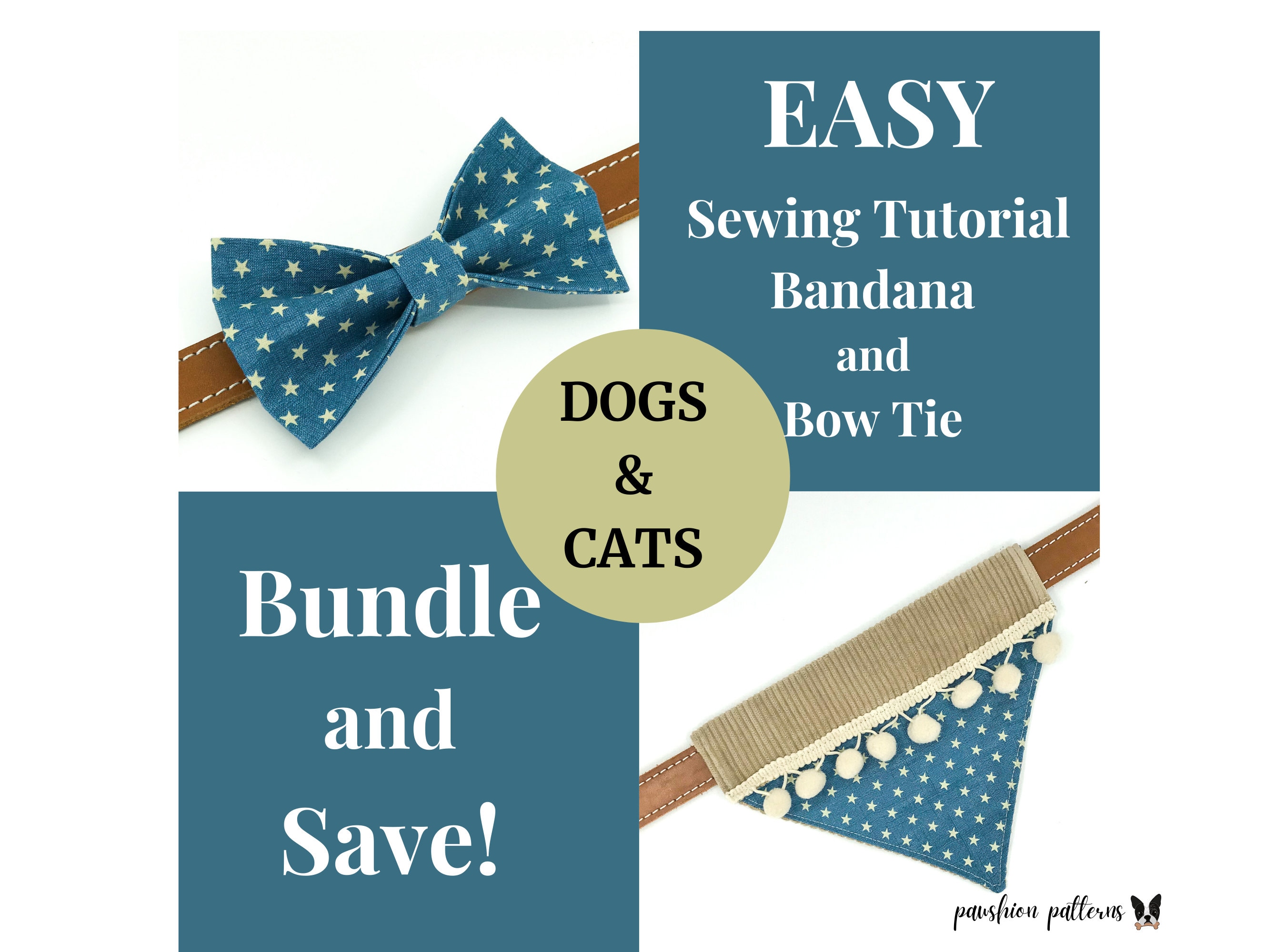 Dog Bandana and Bow Tie PDF Sewing Patterns and Tutorials/digital