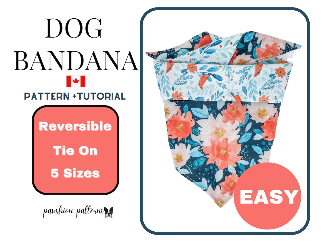 reversible tie on dog bandana pattern