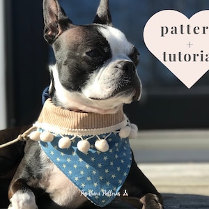 Dog Bandana Sewing Pattern/Pet Bandana Sewing Pattern/ PDF Sewing Tutorial for Dog Bandanas/5 sizes /Digital/Instant Download