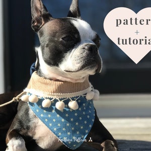 Dog Bandana Sewing Pattern/Pet Bandana Sewing Pattern/ PDF Sewing Tutorial for Dog Bandanas/5 sizes /Digital/Instant Download