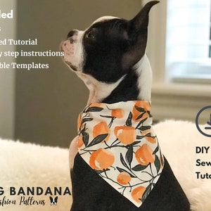 Dog Bandana Sewing Pattern/Pet Bandana Sewing Pattern/ PDF Sewing Tutorial for Dog Bandanas/3 sizes /Digital/Instant Download image 2