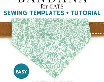 Cat Bandana Sewing Pattern/Pet Bandana Sewing Pattern/ PDF Sewing Tutorial for Cat Bandanas/2 Sizes /Digital/Instant Download