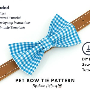 Dog Bow Tie Sew Pattern/Cat Bow Tie Sew Pattern/PDF Sewing Tutorial for Pet Bow Ties/ 3 sizes / Digital/Instant Download image 2