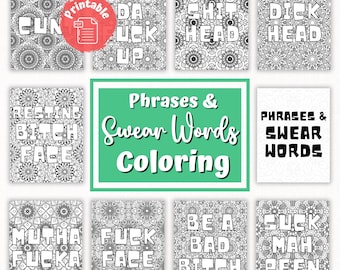 Swear Words and Phrases Coloring Pages | Funny Printable Coloring Sheets for Adults | 10 Pages