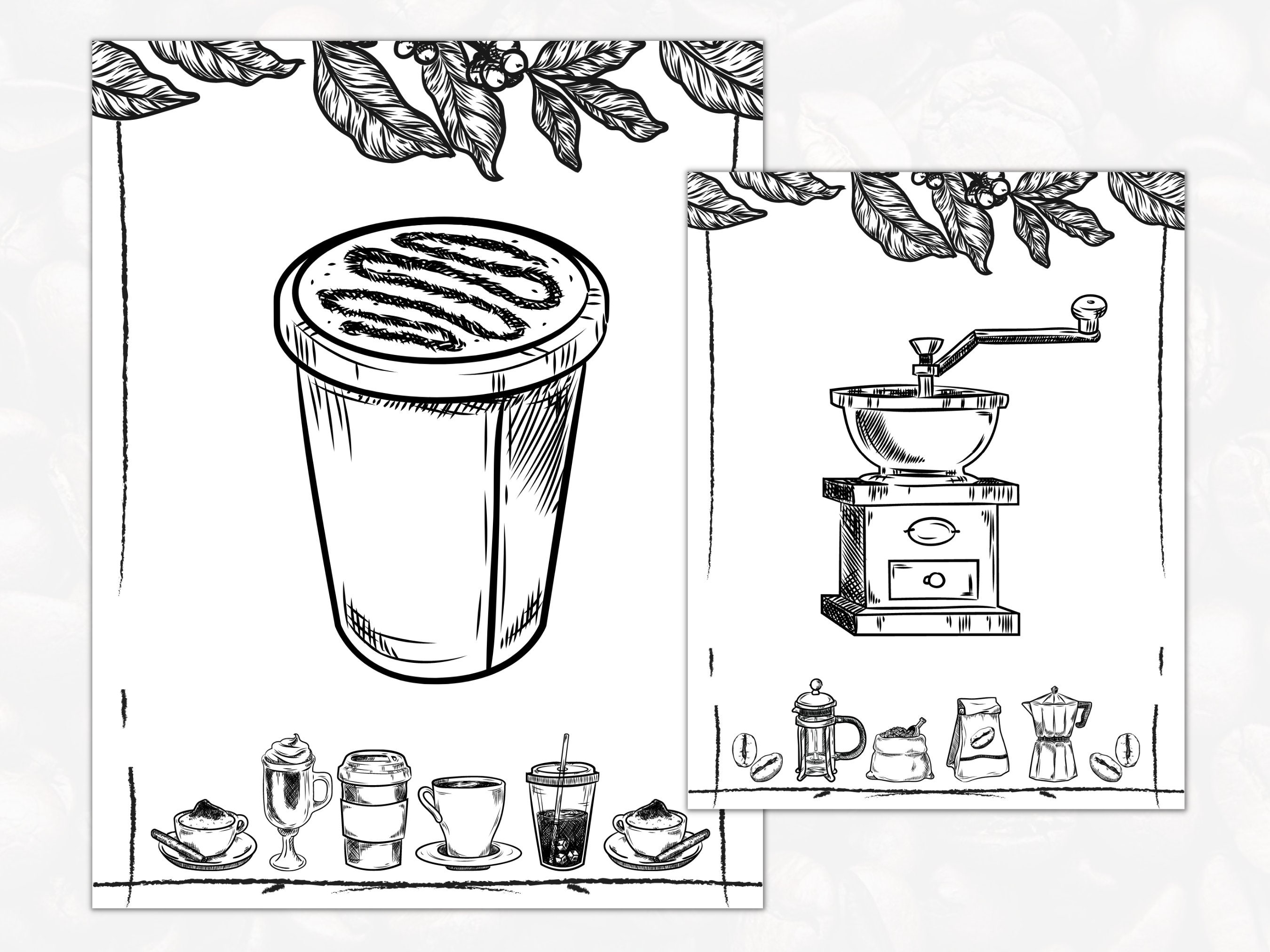 Coffee Themed Coloring Pages Coloring Sheets for Adults, Teens and Kids ...