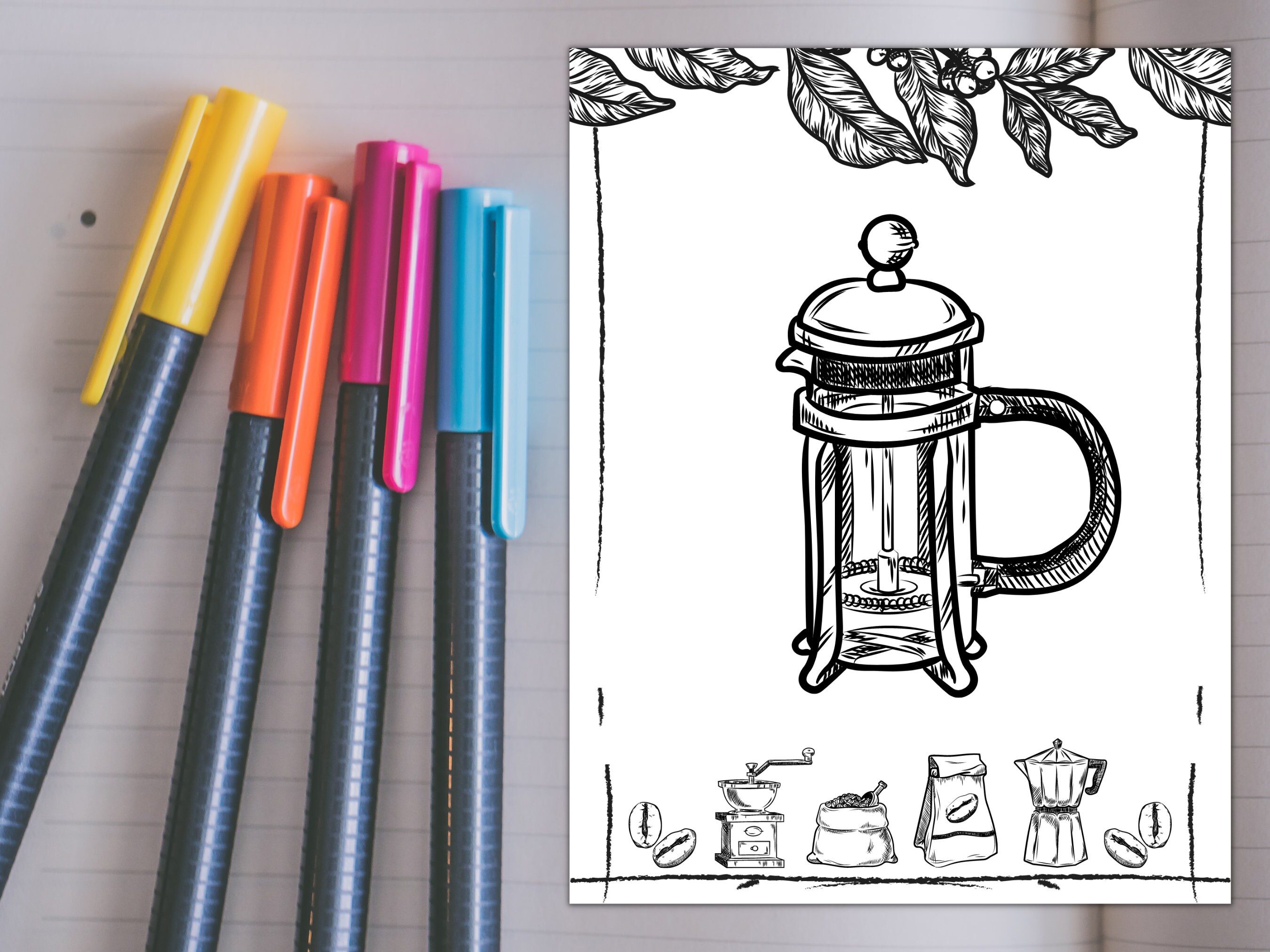 Coffee Themed Coloring Pages Coloring Sheets for Adults, Teens and Kids