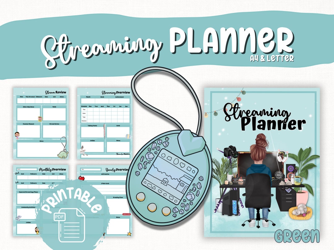 GREEN Streaming Planner Printable Streaming Streamer - Etsy