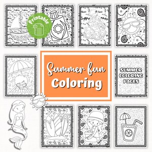 Summer Fun Coloring Pages | Relax and Color Your Way to Serenity | A4 & Letter Format | 10 Delightful Designs