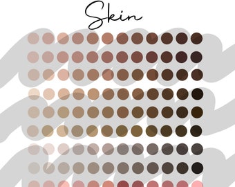108 Skin tone palette, procreate color palette, procreate palette, color swatches, procreate tool, digital color palette, palette swatches