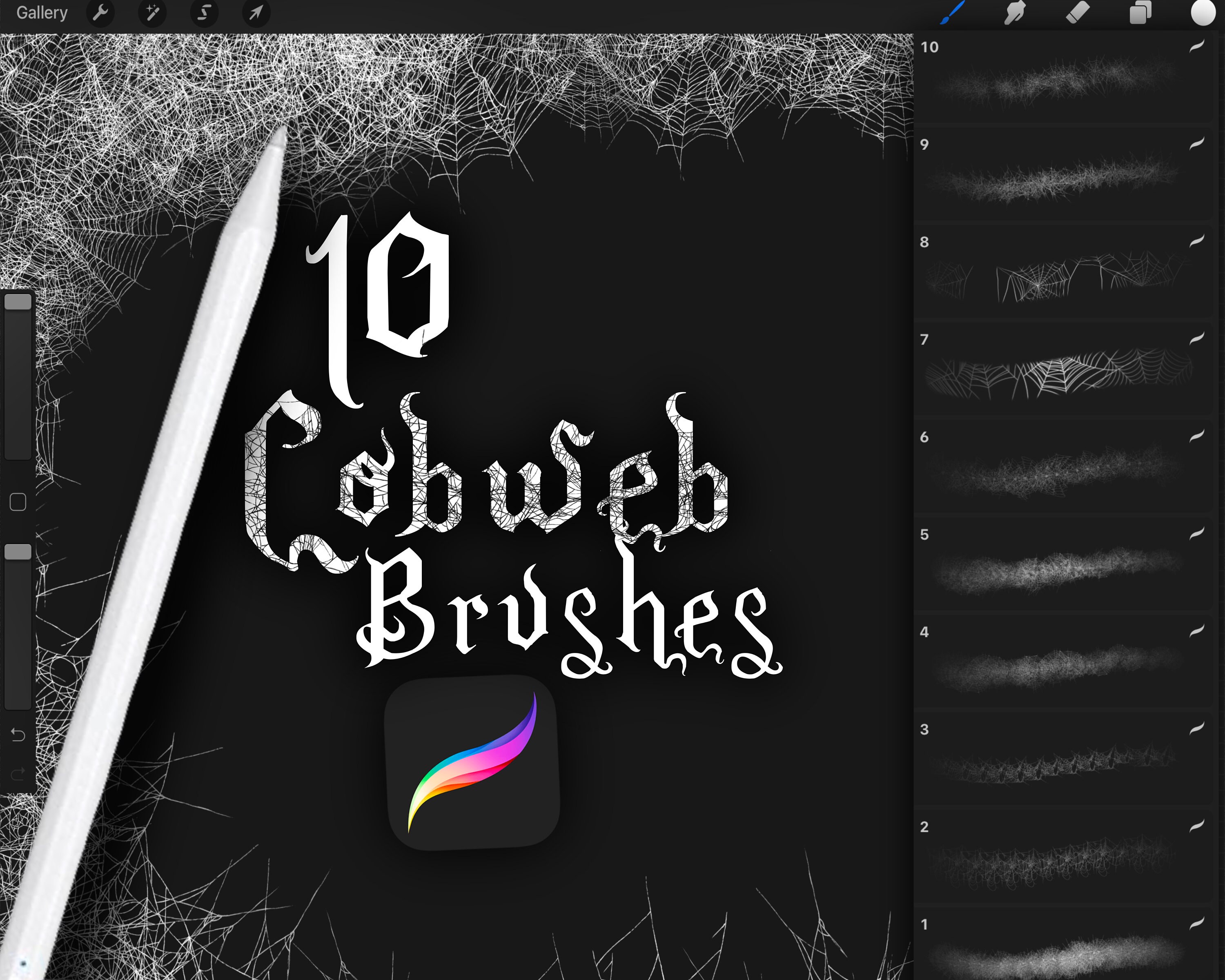 Procreate Cobweb Brush Set Halloween Brush Set Procreate Etsy
