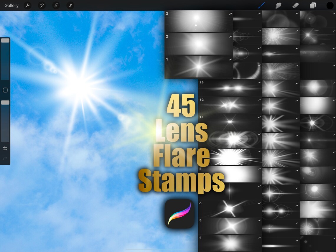 Lens Flare Brush Set Light Brush Procreate Stamp Set Etsy