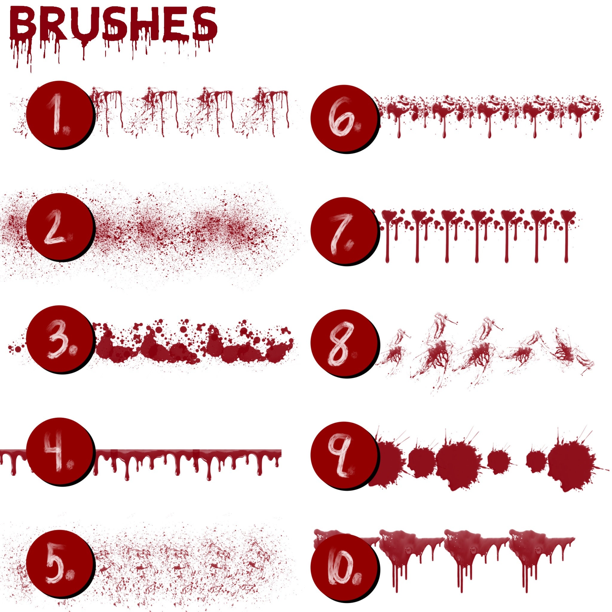 Halloween Brush Set Blood Brush Set Procreate Brush Set Etsy