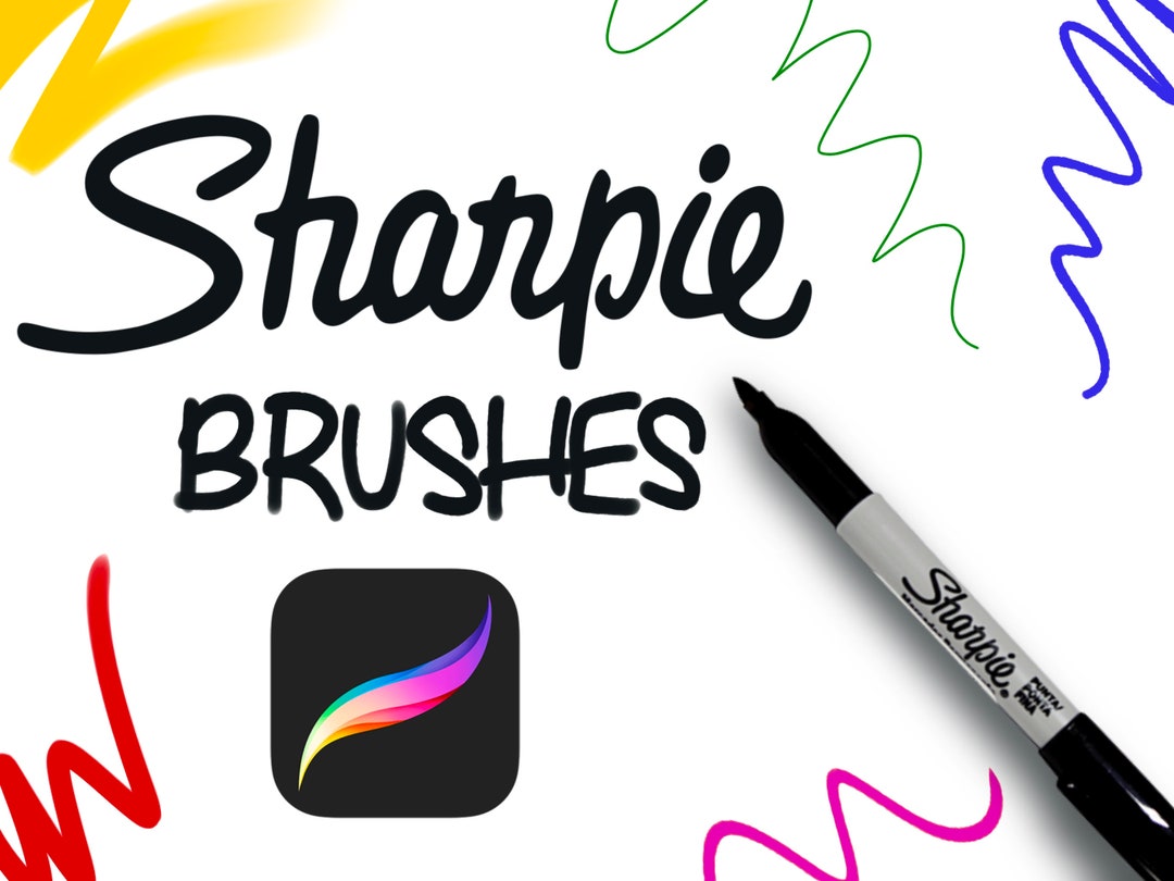 Sharpie Marker Brush Set, Digital Brushes, Procreate Brushes, Brush
