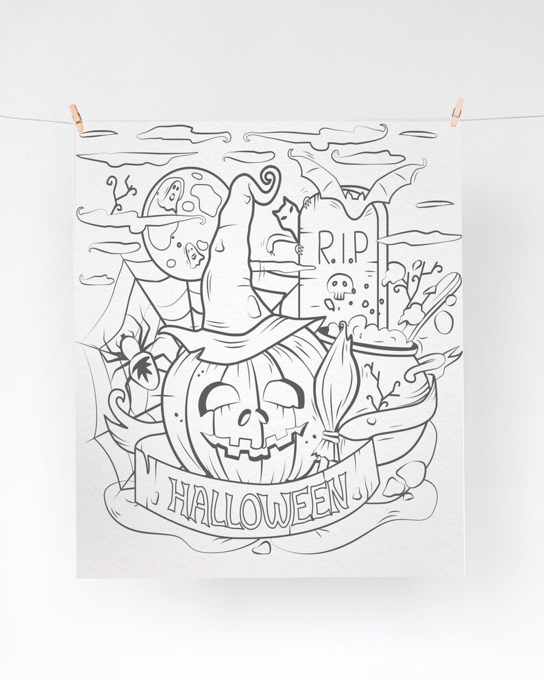 Halloween Coloring Page Coloring Pages Printable Coloring - Etsy