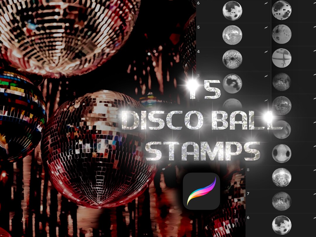 15 Disco Ball Stamps, Procreate Stamps, Procreate Brushes, Procreate