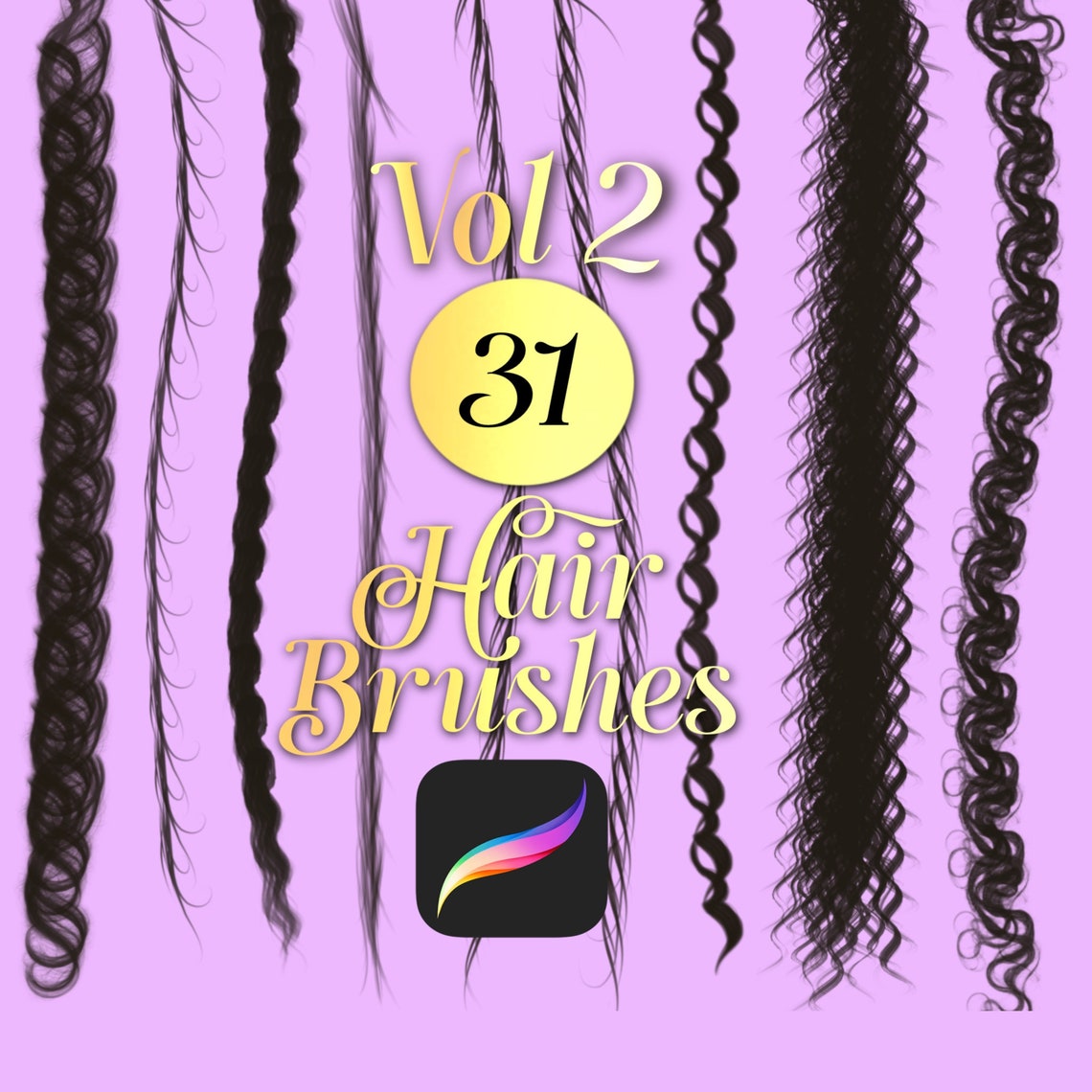 Curly and Wavy Hair Brush Set Procreate Hair Brushes Etsy UK
