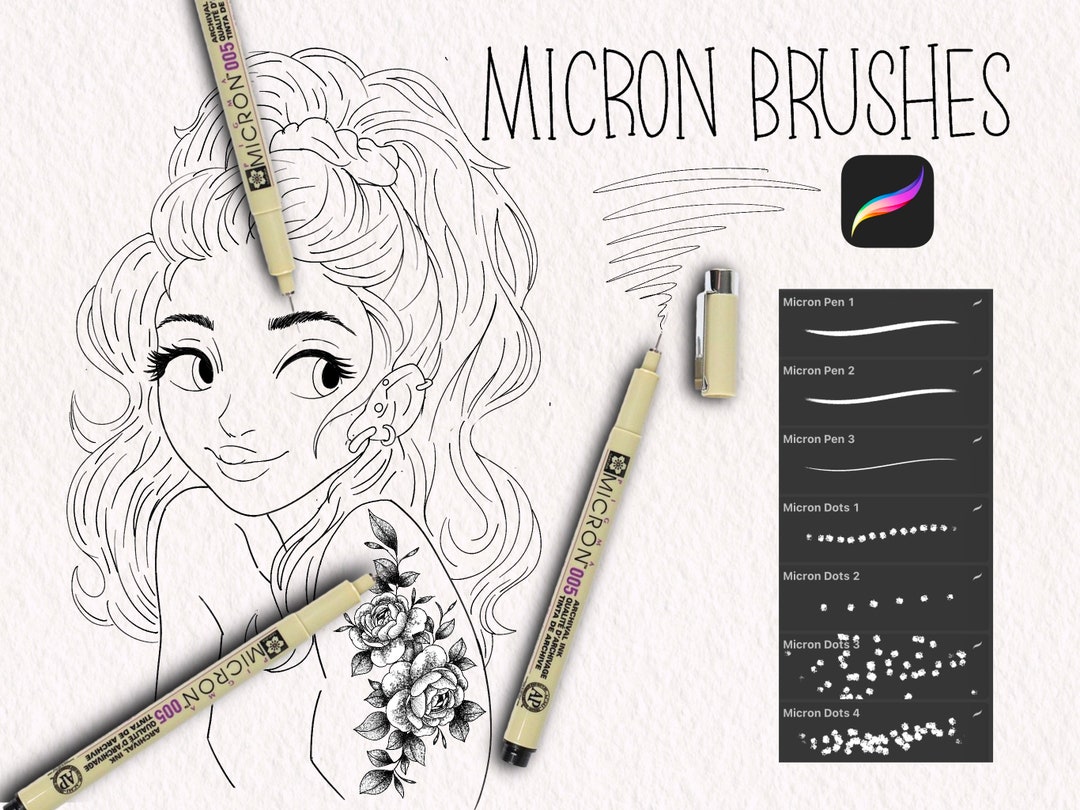 Micron Pen Brush Set, Micron Pen Brushes, Procreate Brushes, Brush