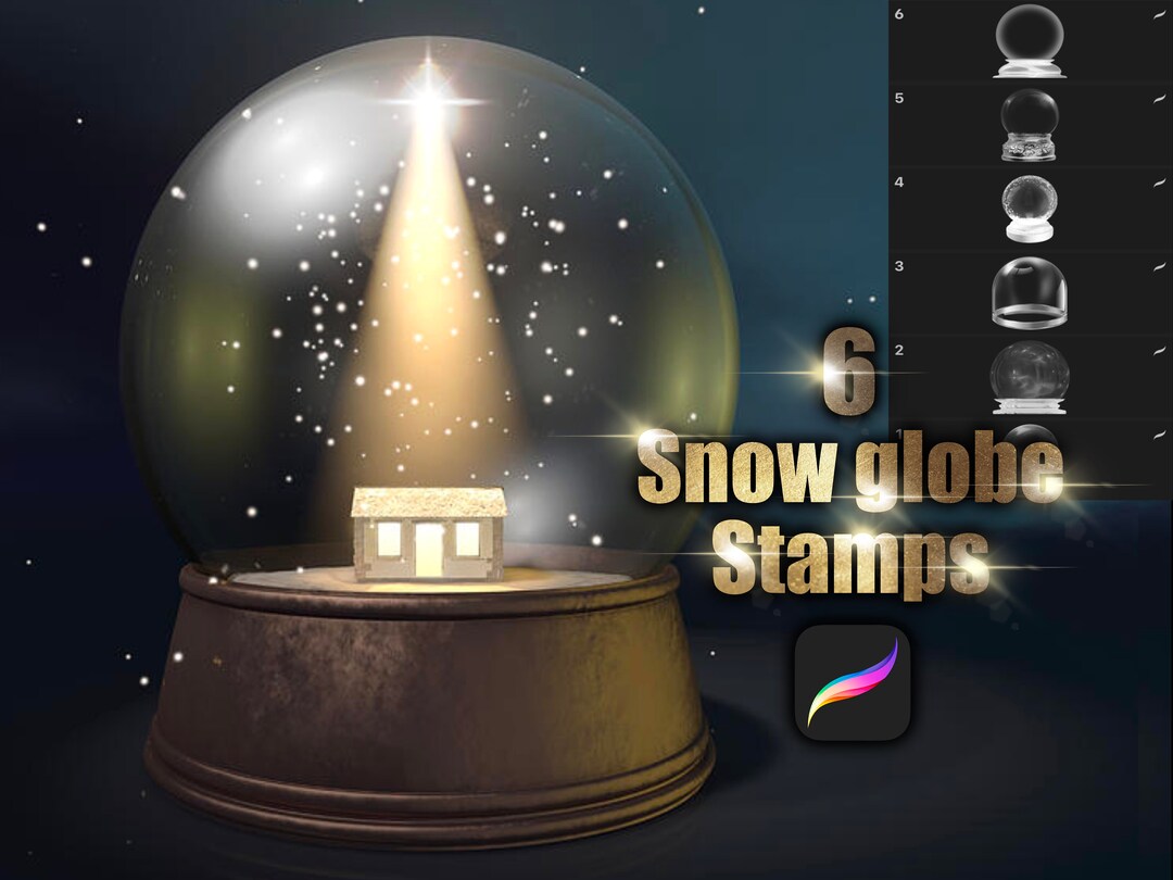 Snow Globe Stamp Set, Brush Set, Snow Globes, Holiday Stamp, Stamp