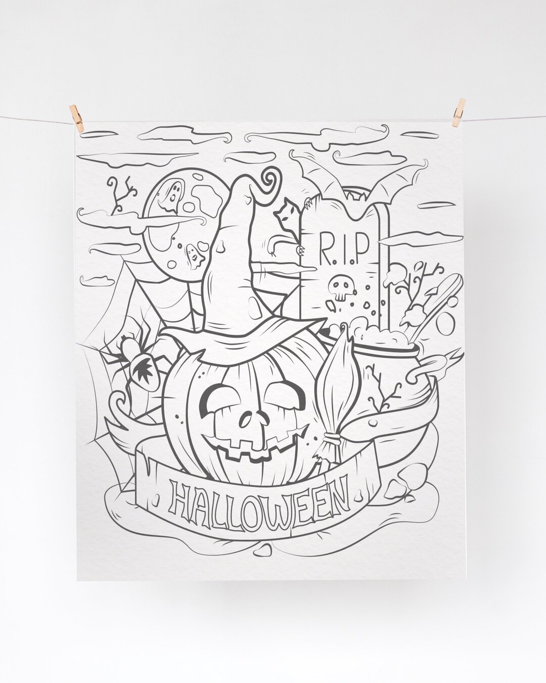 Halloween Coloring Page Coloring Pages Printable Coloring - Etsy