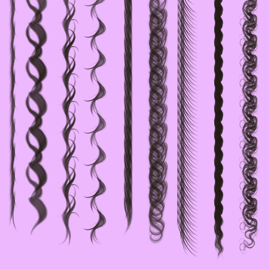 free curly hair brushes procreate