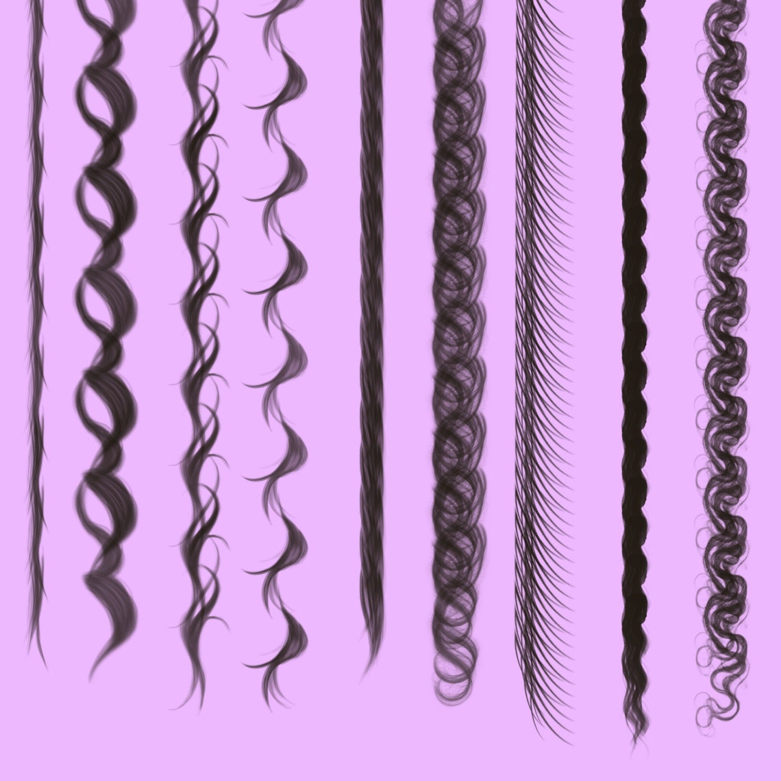 free curly hair brush procreate