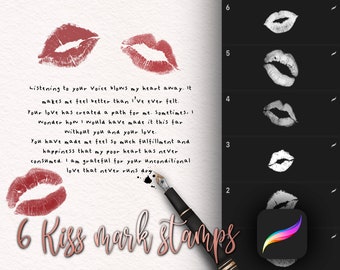 Kiss Mark Stempels, Kiss Stamps, Lip Stamps, Procreate Borstels, Procreate borstel set, Gids Stempel, Art Tool, Postzegels Bundel, Gids Borstels