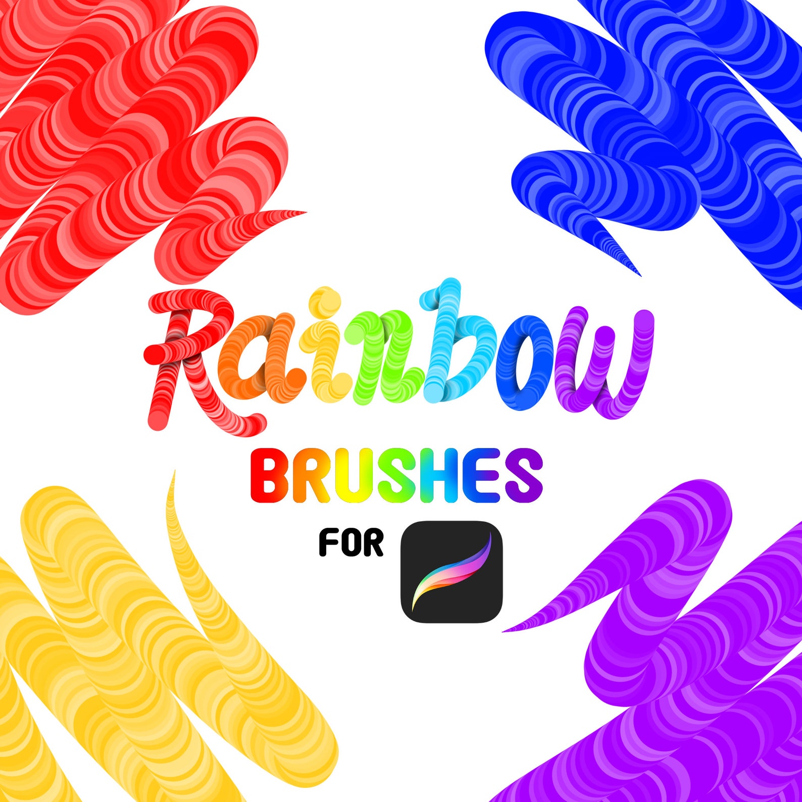Rainbow Brush set Art Tool Brushes Procreate Etsy