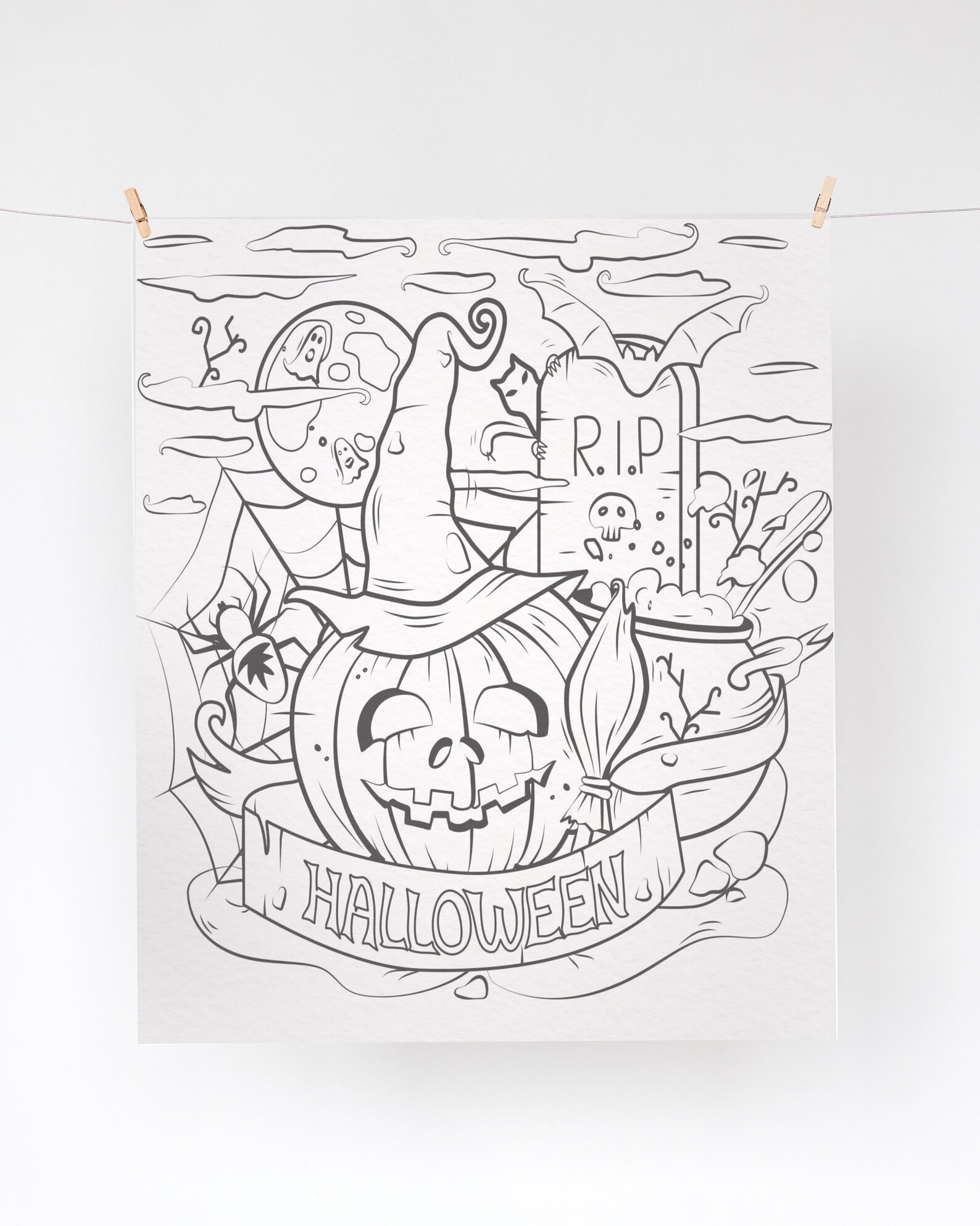 Halloween Coloring Page Coloring Pages Printable Coloring - Etsy