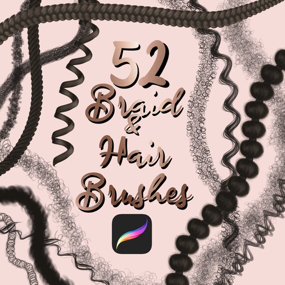 Curly and Wavy Hair Brush Set Procreate Hair Brushes Etsy